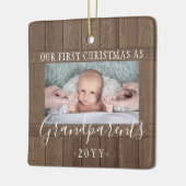 写真第1クリスマス祖父母素朴木フェイク2 セラミックオーナメント (左)