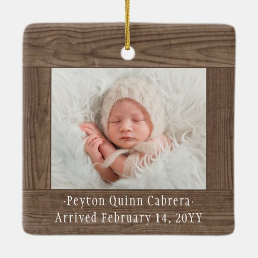 写真第1クリスマス祖父母素朴木フェイク2 セラミックオーナメント (裏面)