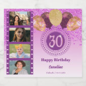 写真第30回バースデーピンクグリッターシャンパン スパークリングワインラベル (シングルラベル)