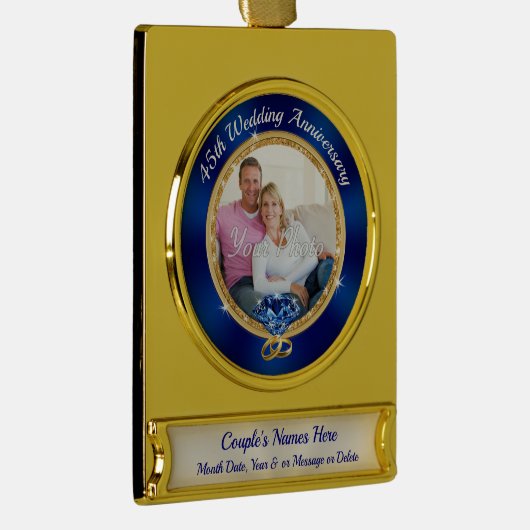 写真素晴らし45年結婚した贈り物 ゴールドプレートバナーオーナメント (右)