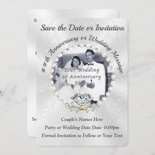 写真素晴らし、記念日カードの保存 招待状 (正面/裏面)