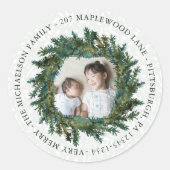 写真素朴と差出人住所のリース ラウンドシール (正面)