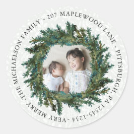 写真素朴と差出人住所のリース ラウンドシール