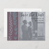 写真素朴と葉の日付を保存結婚する 案内ポストカード (正面/裏面)