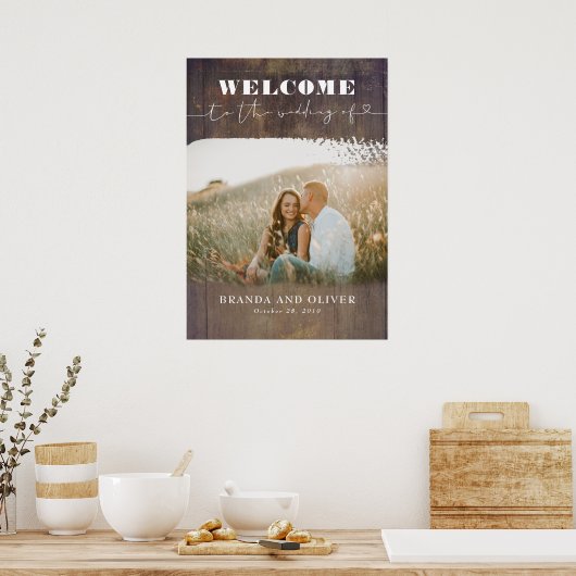 写真素朴のウェルカム結婚サインを作成 ポスター (キッチン)