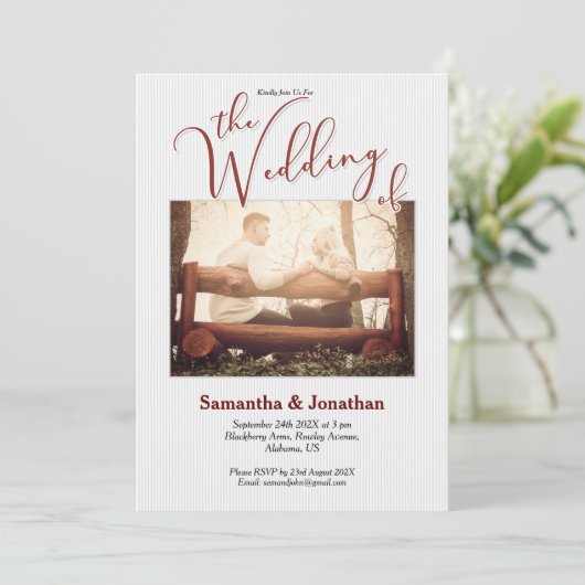 写真素朴のパーソナライズされた結婚式招待状 招待状 (スタンド正面)