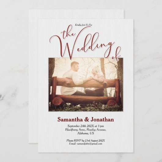 写真素朴のパーソナライズされた結婚式招待状 招待状 (正面/裏面)