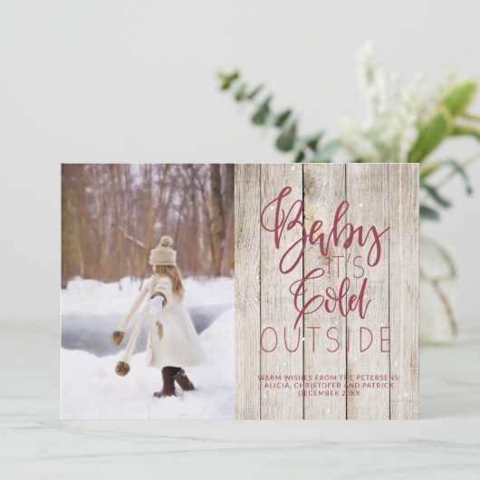 写真素朴の冬の自然な納屋の木材 シーズンカード (スタンド正面)