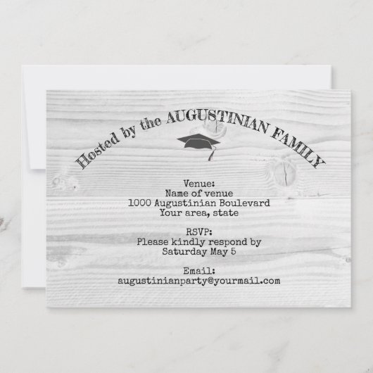 写真素朴の卒業 招待状 (裏面)