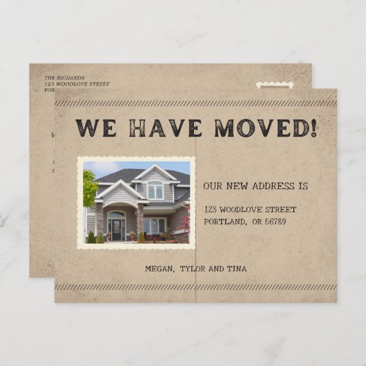 写真素朴の新しいアドレスの移動告知 ポストカード (正面/裏面)