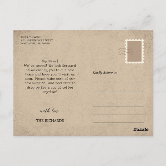 写真素朴の新しいアドレスの移動告知 ポストカード (裏面)