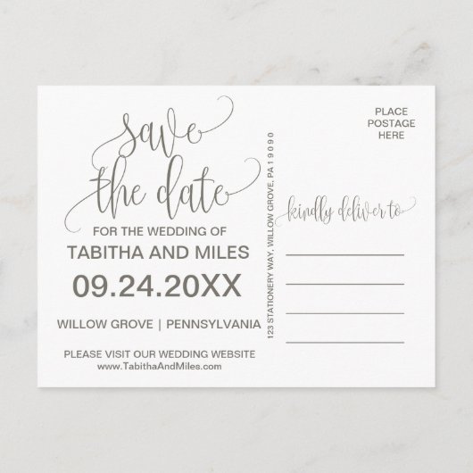 写真素朴の日付を保存 案内ポストカード (裏面)