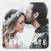 写真素朴の日付結婚式の引き出物の保存 スクエアシール (正面)