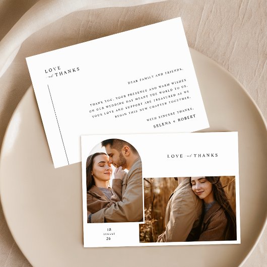 写真素朴の結婚サンキューカードとメモ サンキューカード