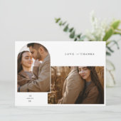 写真素朴の結婚サンキューカードとメモ サンキューカード (スタンド正面)