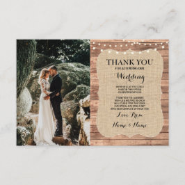 写真素朴の結婚サンキューカードBurlap Wood 招待状