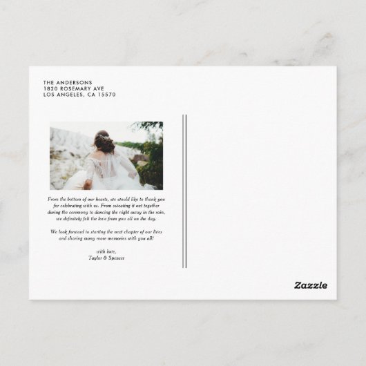 写真素朴をありがとう結婚ありがとう ポストカード (裏面)