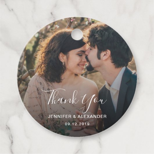 写真素朴エレガント国の結婚式に感謝 フェイバータグ (正面)