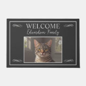 写真素朴カスタム家族の名前へようこそ ドアマット (正面)