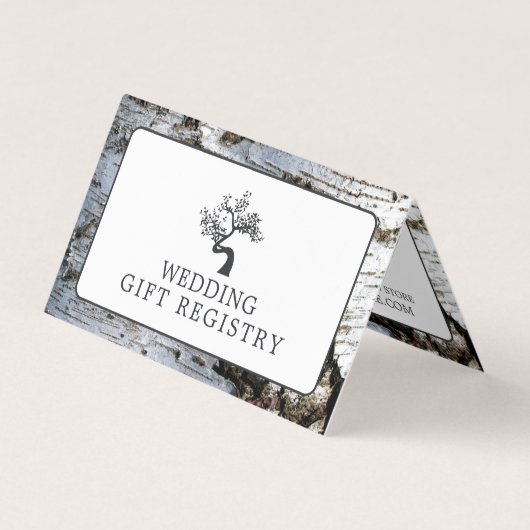 写真素朴ギフト登録カード付き樺の木ツリー 名刺 (正面)