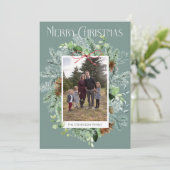 写真素朴クリスマスの緑のグリーティングカード シーズンカード (スタンド正面)