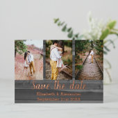 写真素朴コラージュ日付カードの保存 箔招待状 (立ち正面)