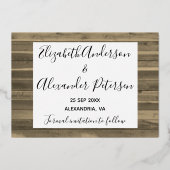 写真素朴コラージュ日付カードの保存 箔招待状 (裏面)