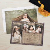 写真素朴コラージュ木弦ライト卒業 招待状