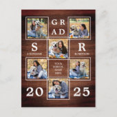 写真素朴コラージュ木材ユニーク卒業 インビテーションポストカード (正面)