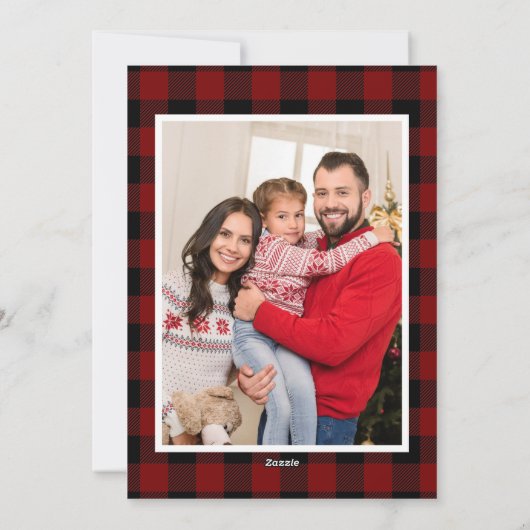 写真素朴コラージュ水牛プレイドクリスマス シーズンカード (裏面)