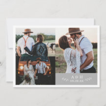 写真素朴コラージュ結婚のサンキューカード