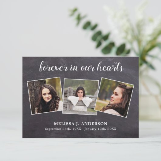 写真素朴コラージュ記念悔やみや弔慰葬儀 サンキューカード (スタンド正面)