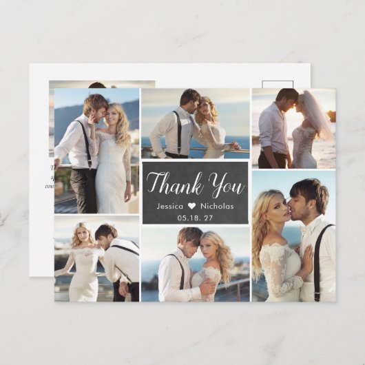 写真素朴コラージュChalkboardさん結婚ありがとうございます ポストカード (正面/裏面)