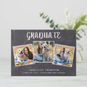 写真素朴コラージュChalkboard卒業 案内状 (スタンド正面)