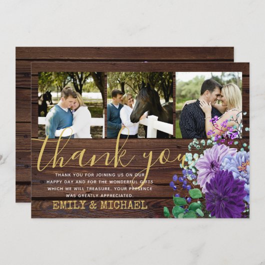 写真素朴サンキューカード青い花 サンキューカード (正面/裏面)