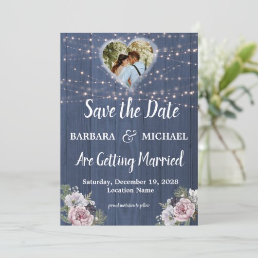 写真素朴フローラ結婚式の日付カードの保存 セーブザデート (スタンド正面)