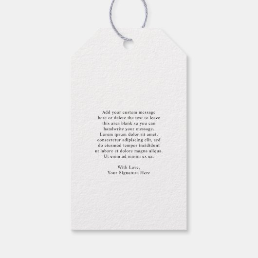 写真素朴モダン結婚の ギフトタグ (裏面)