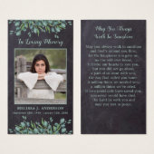 写真素朴ユーカリ記念祈りの言葉カード (正面&裏面)