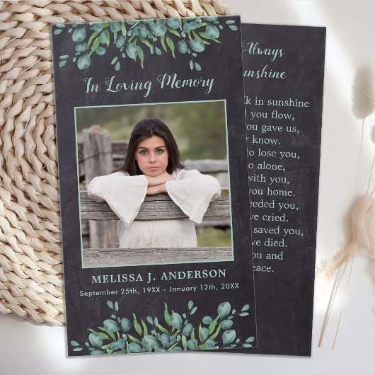 写真素朴ユーカリ記念祈りの言葉カード