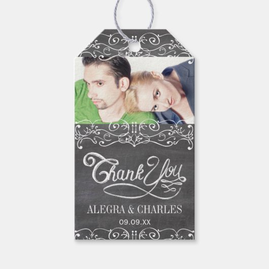 写真素朴ヴィンテージの中板パターン ギフトタグ (正面)