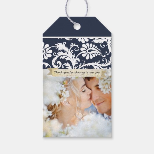 写真素朴ヴィンテージダマスクのパターン ギフトタグ (正面)