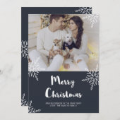 写真素朴付きシックなクリスマススノーフレーク シーズンカード (正面/裏面)