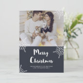 写真素朴付きシックなクリスマススノーフレーク シーズンカード (スタンド正面)