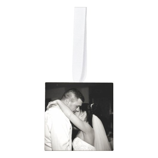 写真素朴付き結婚贈り物 キューブオーナメント (正面)
