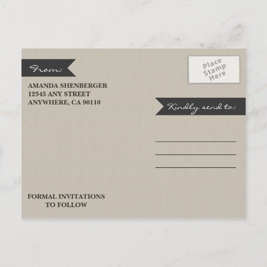 写真素朴彫刻オークの木の日付カードを保存 案内ポストカード (裏面)