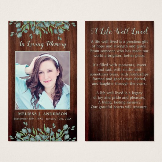 写真素朴悔やみや弔慰記念葬式祈りの言葉カード (正面&裏面)