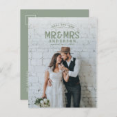 写真素朴感謝していの結婚発表 案内ポストカード (正面/裏面)