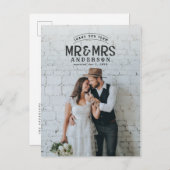 写真素朴感謝していの結婚発表 案内ポストカード (正面/裏面)