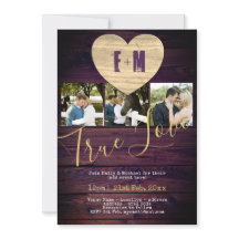 写真素朴招待状紫色のカップルお祝い