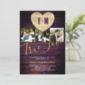 写真素朴招待状紫色のカップルお祝い 招待状 (スタンド正面)